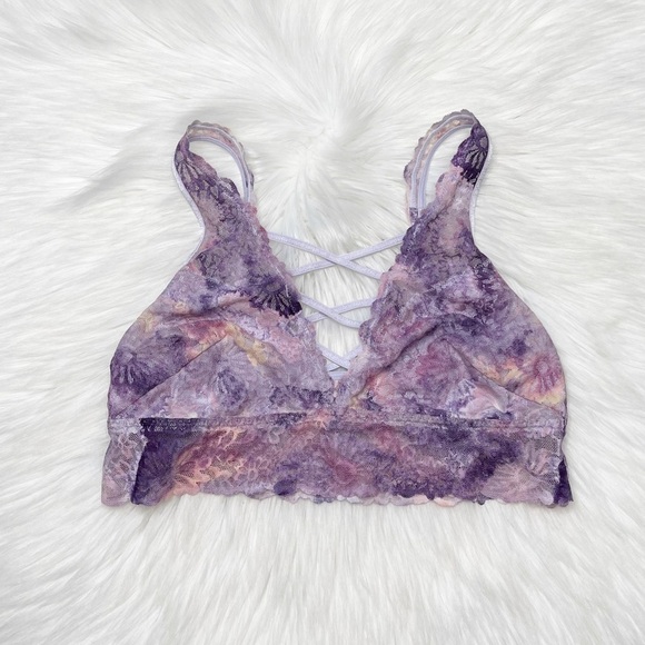 PINK Victorias Secret Lace Bralette Bra Floral - Picture 1 of 4